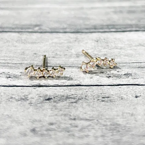 Dainty Crystal Climber Earrings (GOLD OR SILVER)