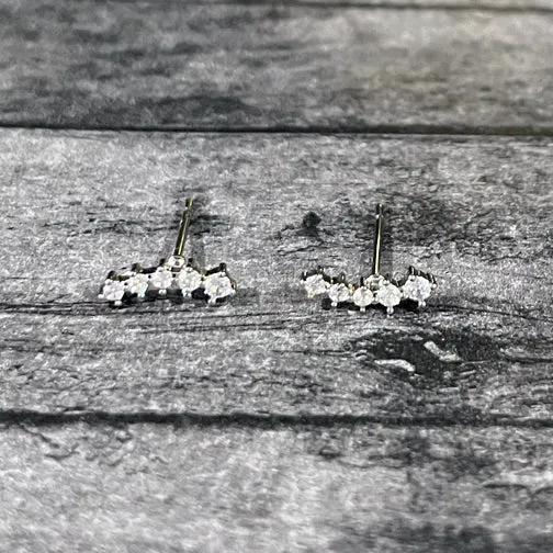 Dainty Crystal Climber Earrings (GOLD OR SILVER)
