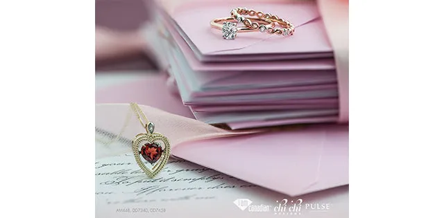 Dancing Garnet Heart- Shaped Yellow Gold Necklace