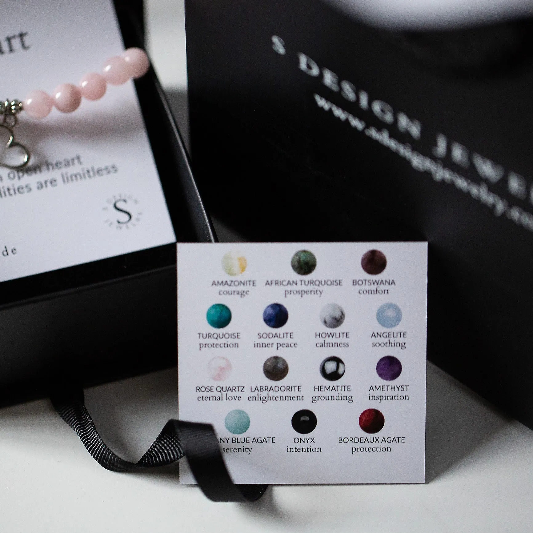 Daughter | Stone Beaded Charm Bracelet | Onyx