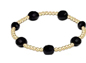 E Newton Admire Gold 3mm Bead Bracelet Faceted Onyx