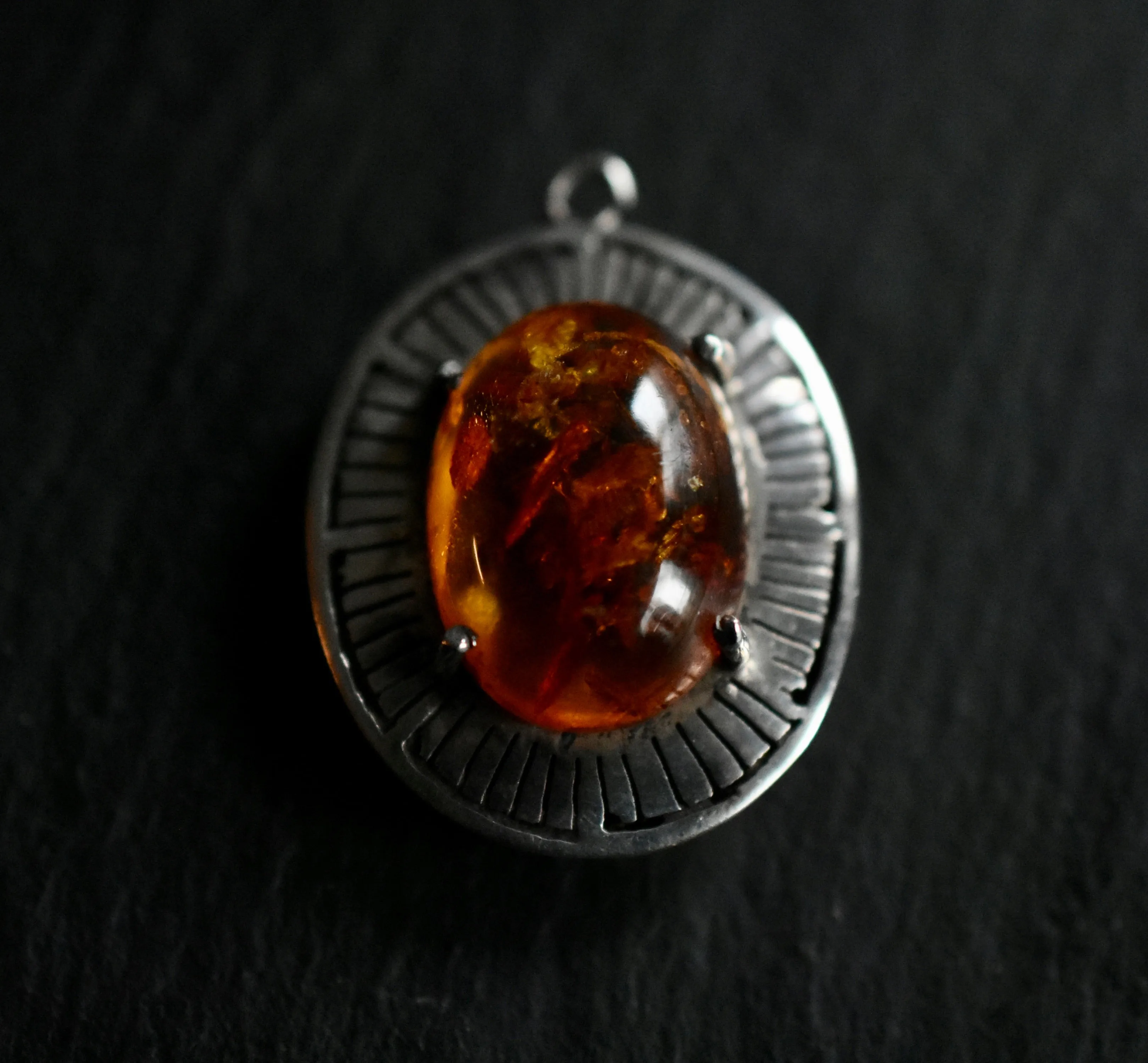Extravagant Vintage Baltic Amber Silver Sterling 925 Pendant