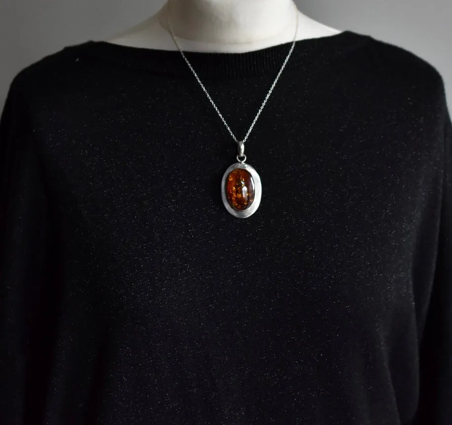 Extravagant Vintage Baltic Amber Silver Sterling 925 Pendant