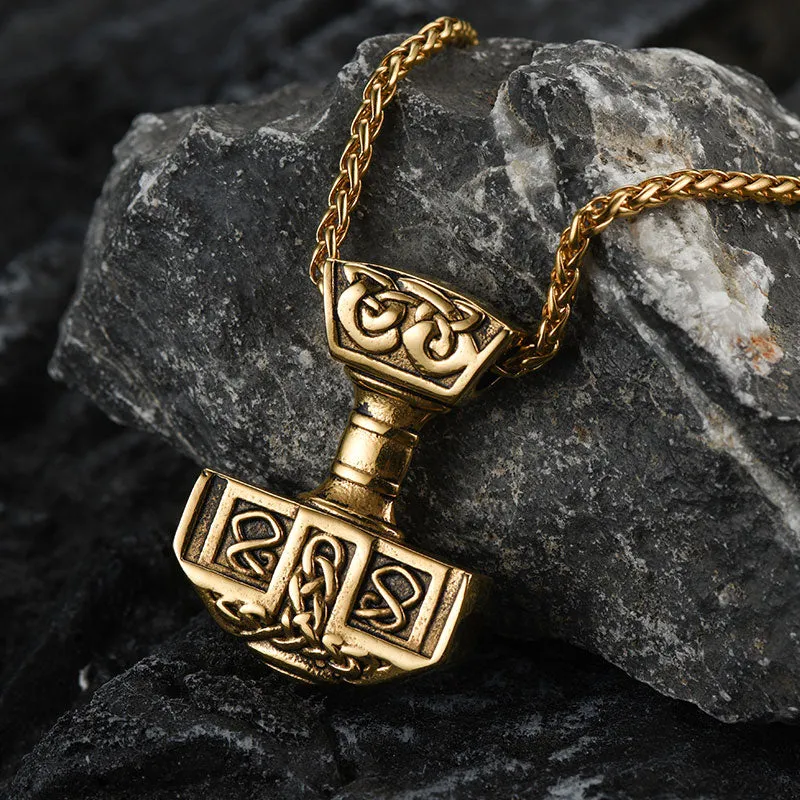 FaithHeart Norse Viking Thor's Hammer Necklace Mjolnir Pendant for Men