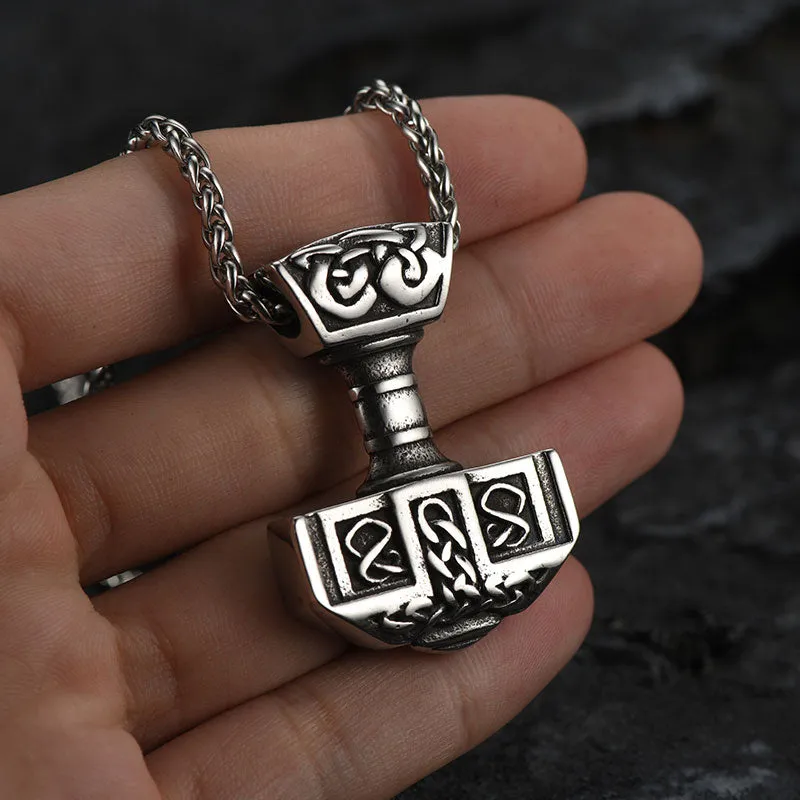 FaithHeart Norse Viking Thor's Hammer Necklace Mjolnir Pendant for Men