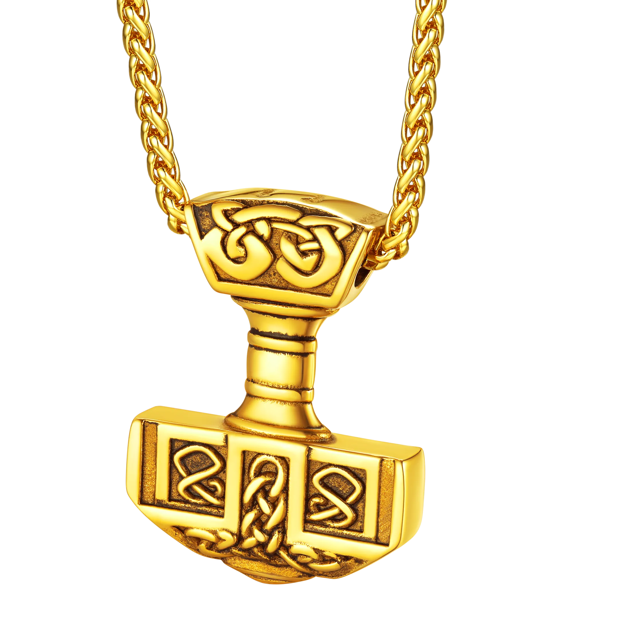 FaithHeart Norse Viking Thor's Hammer Necklace Mjolnir Pendant for Men