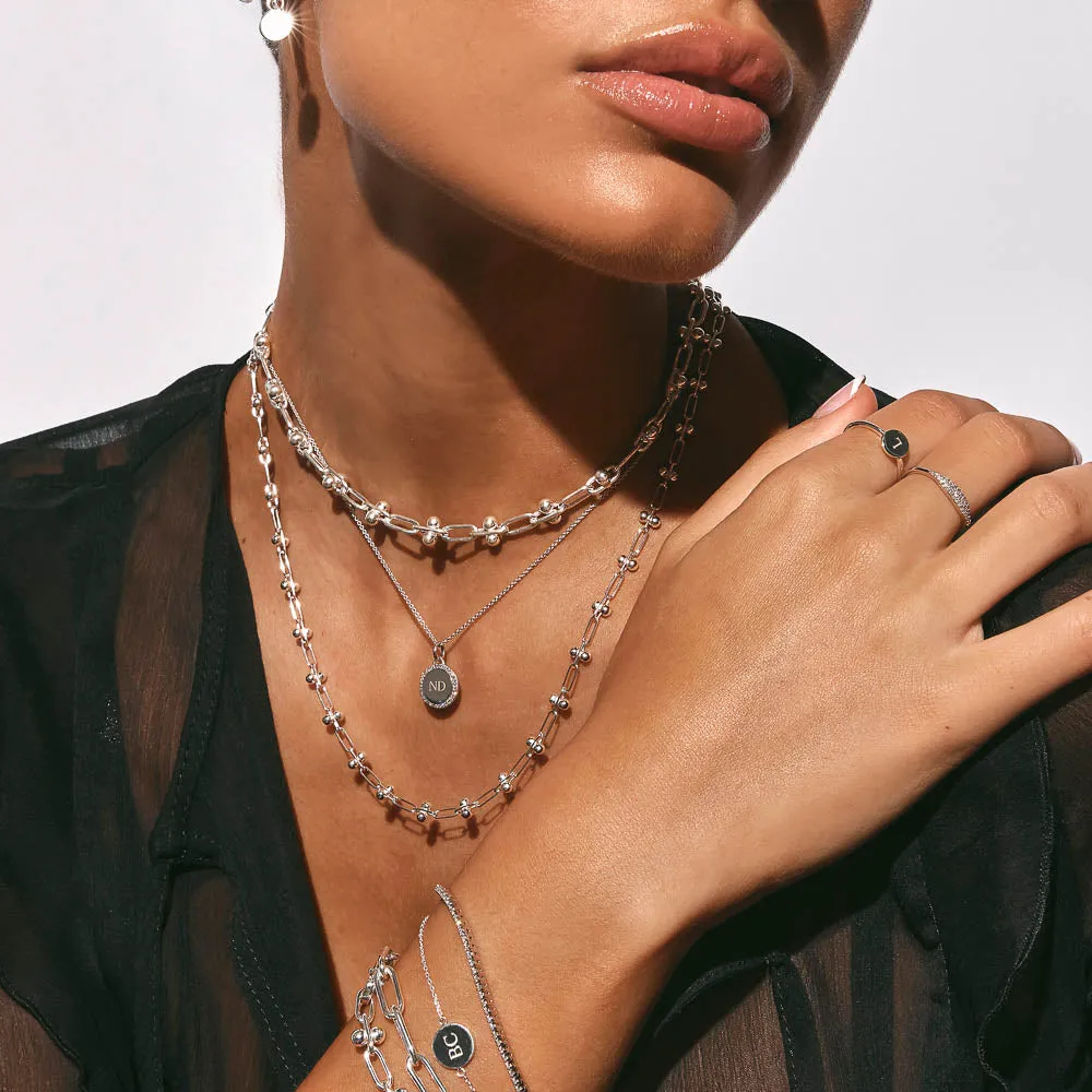 Fine Bauble Paperclip Chain Necklace in Silver