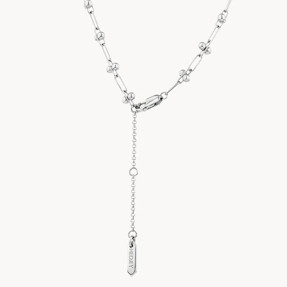 Fine Bauble Paperclip Chain Necklace in Silver