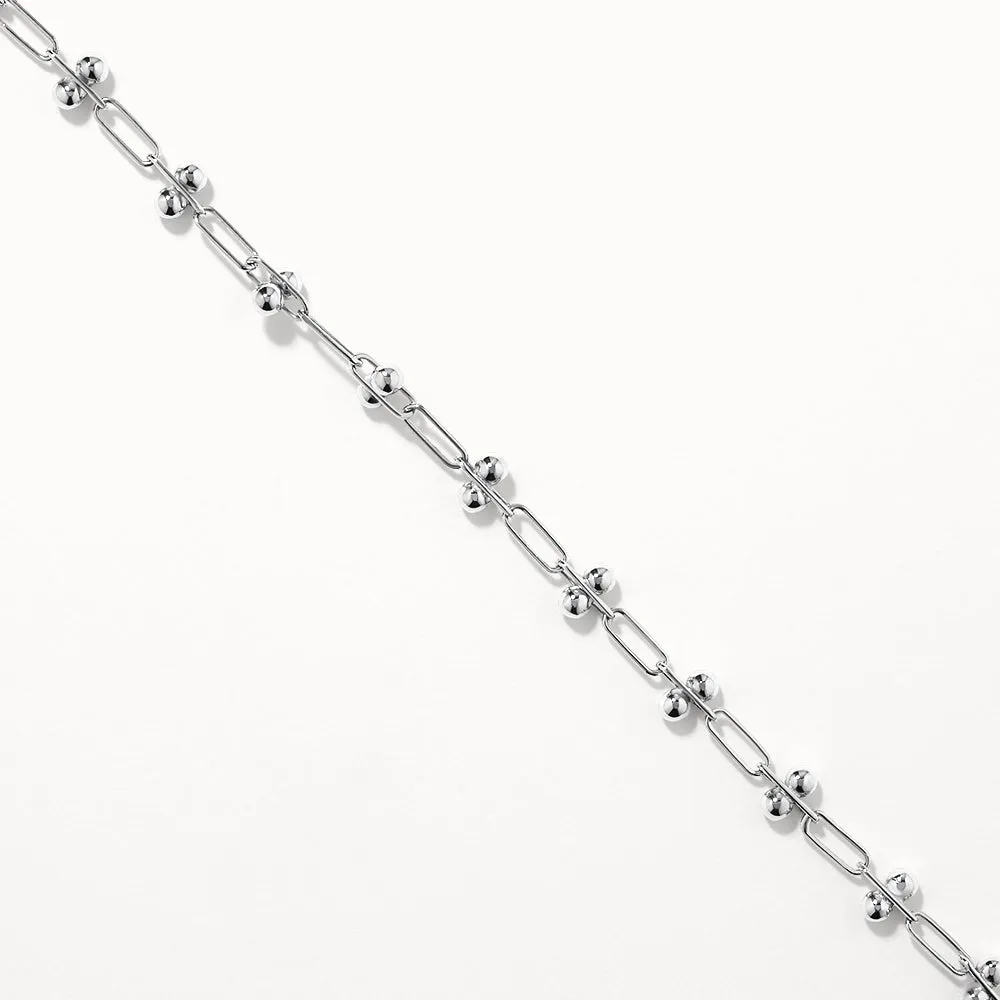 Fine Bauble Paperclip Chain Necklace in Silver