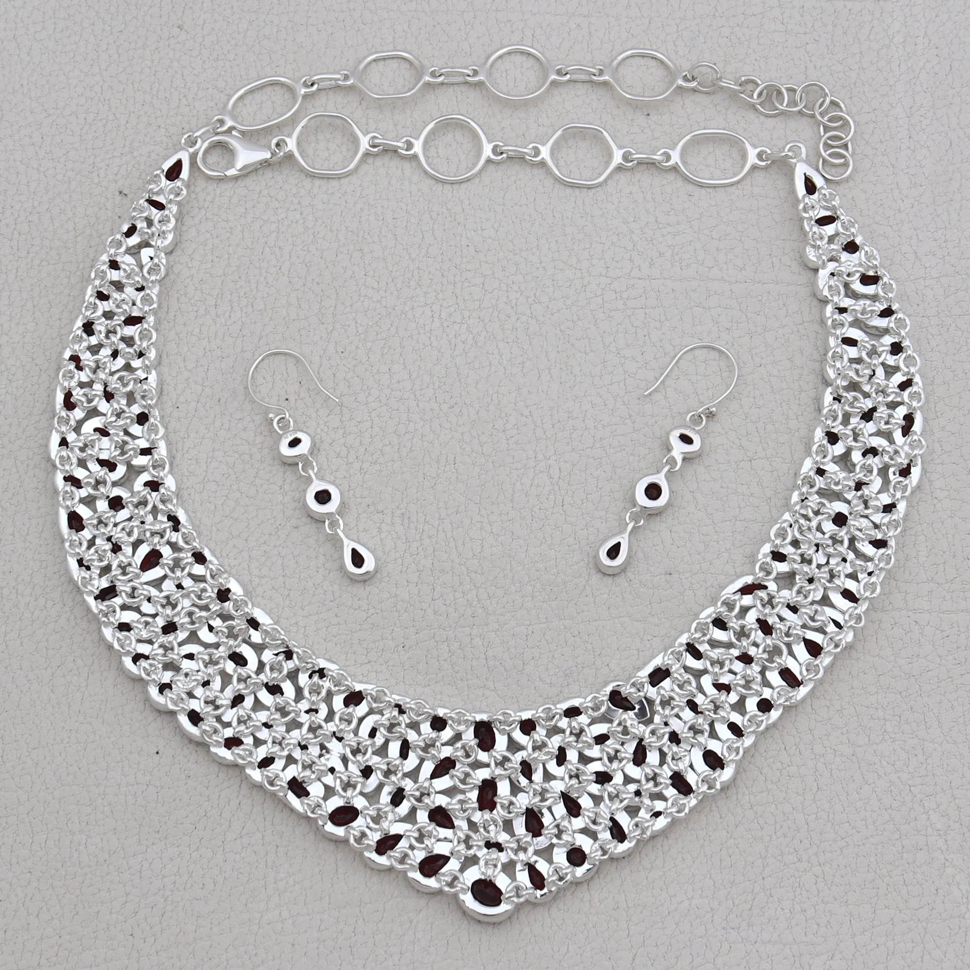 Garnet Silver Necklace