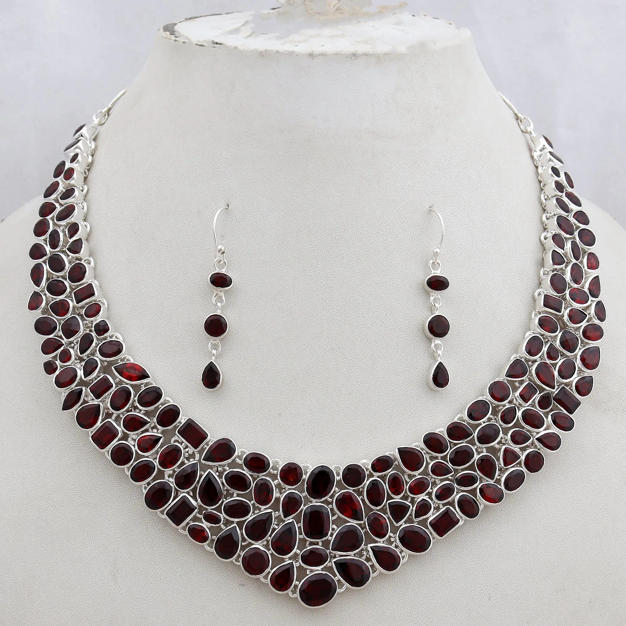 Garnet Silver Necklace