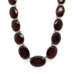 Georgian 15ct Yellow Gold Graduated Oval Garnet Necklace