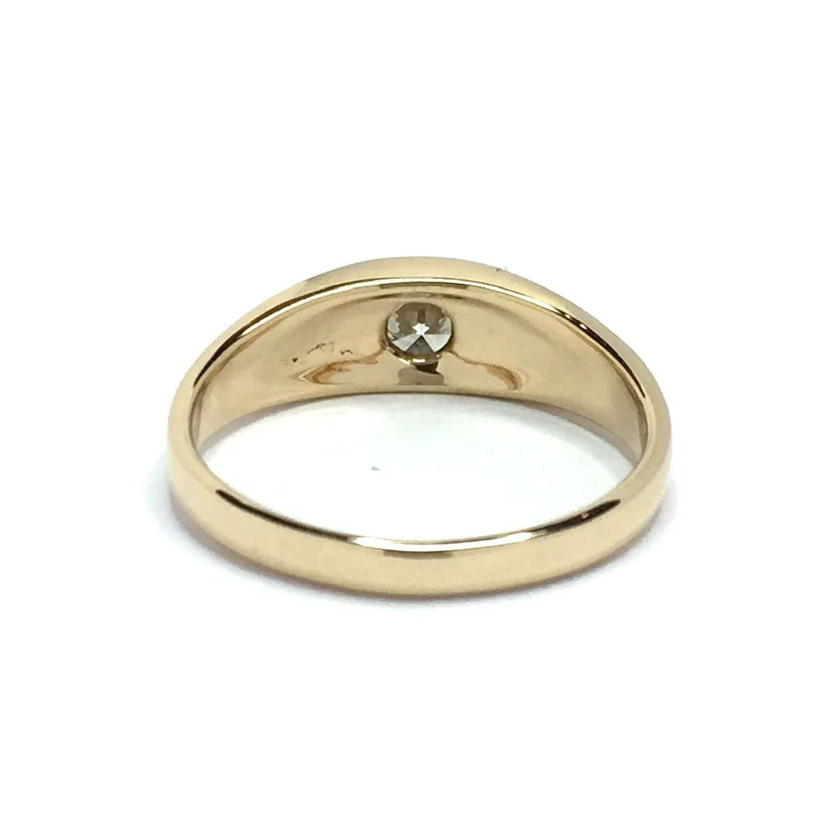 Gold Quartz Ring Double Sided Inlaid with .52ct Round Diamond
