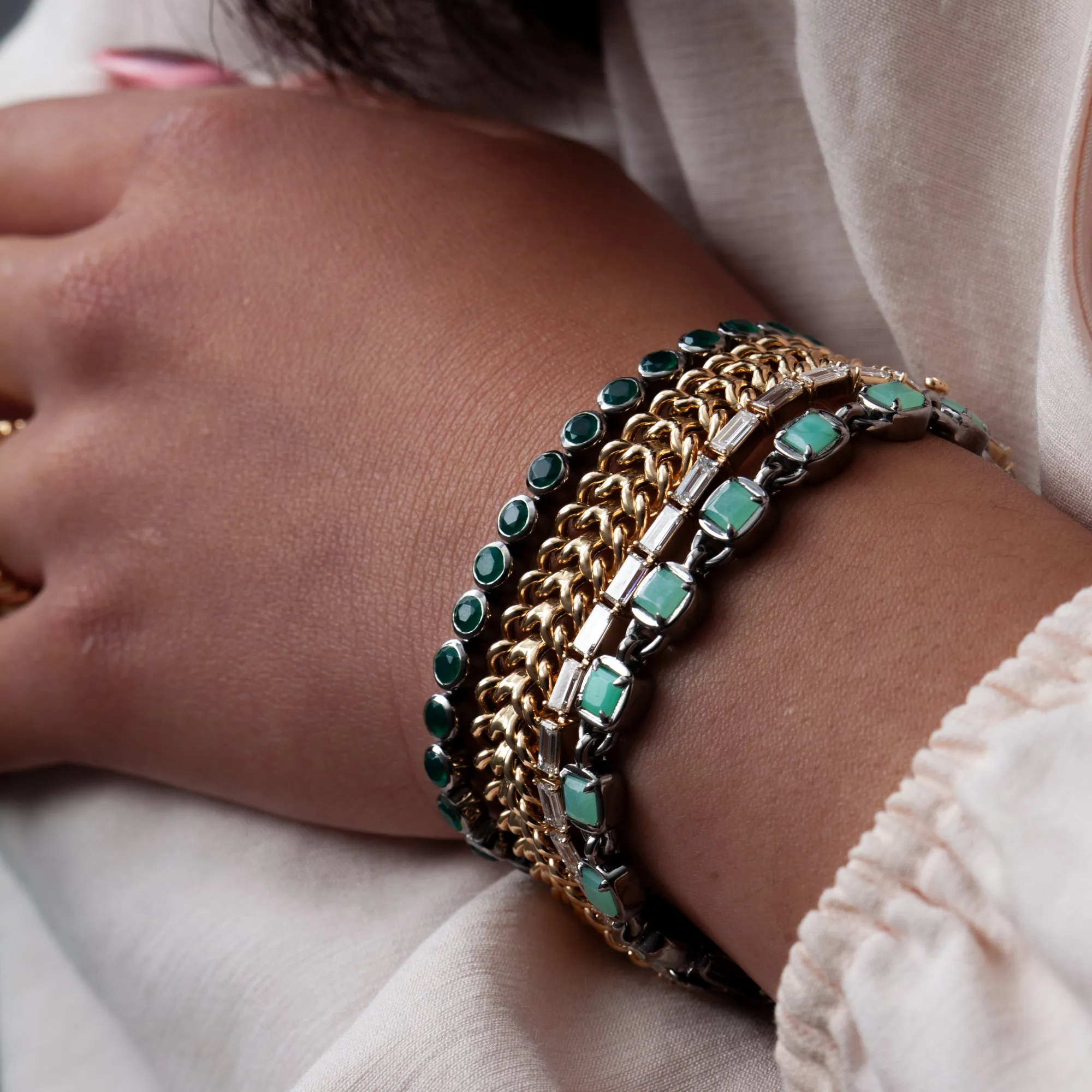 Green Onyx Petite Dot Tennis Bracelet