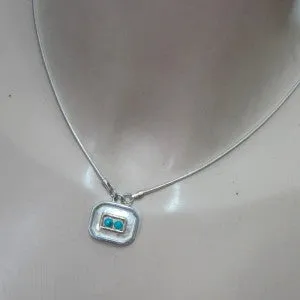 Hadar Designers Handmade 9k Gold Sterling Silver Turquoise Pendant (H)