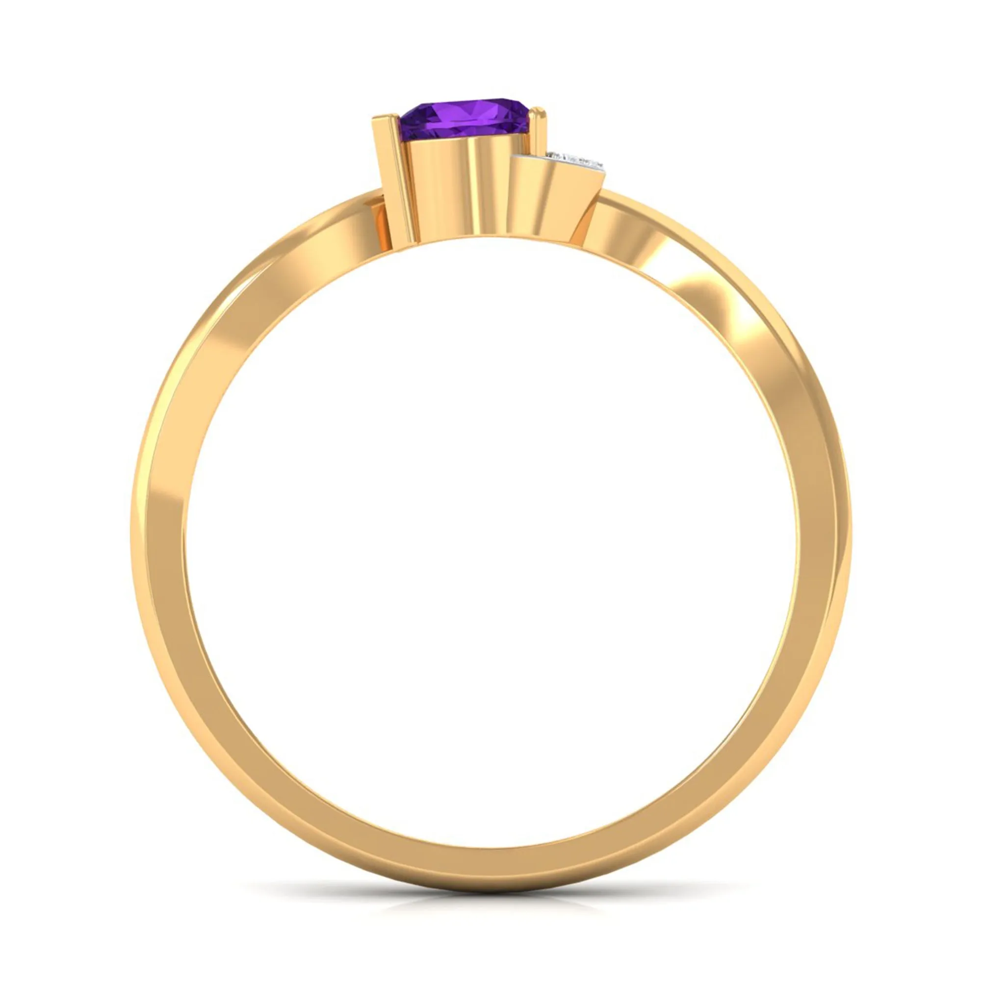 Heart Shape Amethyst and Diamond Twisted Promise Ring