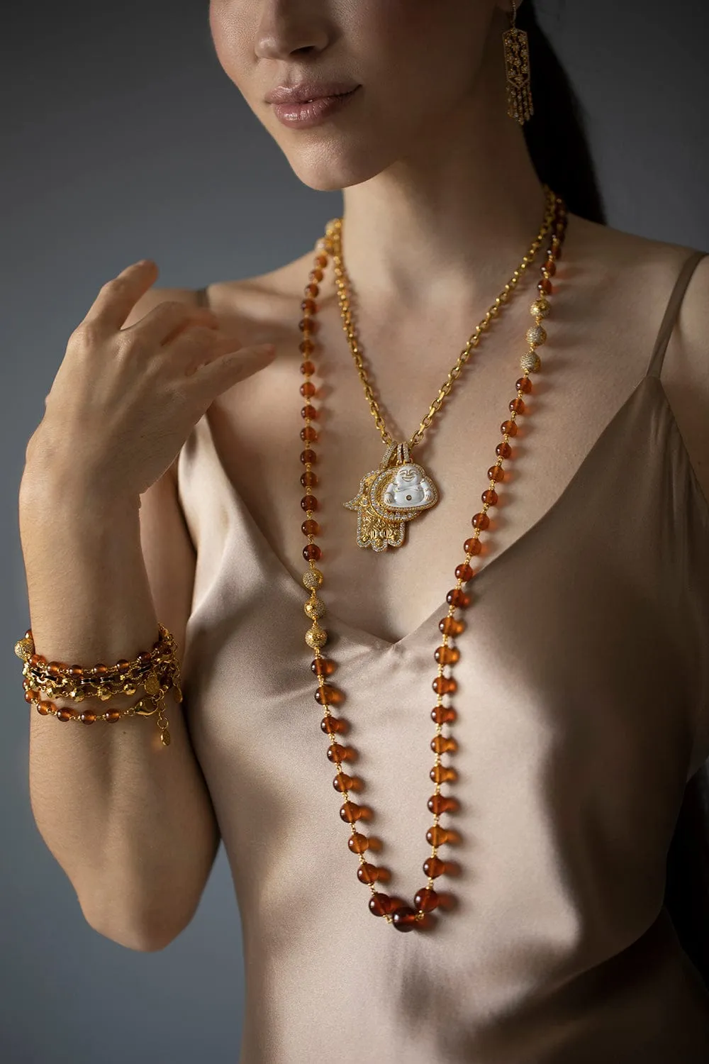 Hessonite Garnet Wrap Necklace