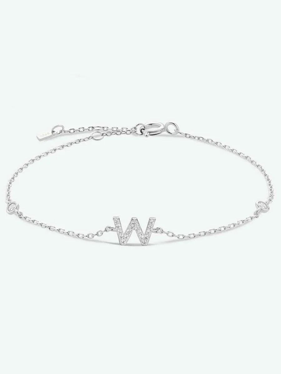Identity Charm 925 Sterling Silver Initial Bracelet