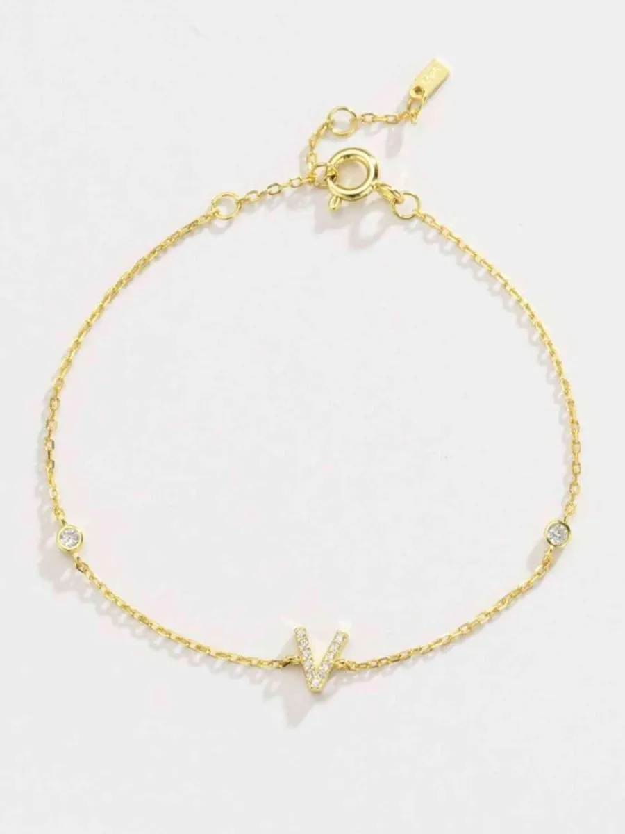 Identity Charm 925 Sterling Silver Initial Bracelet