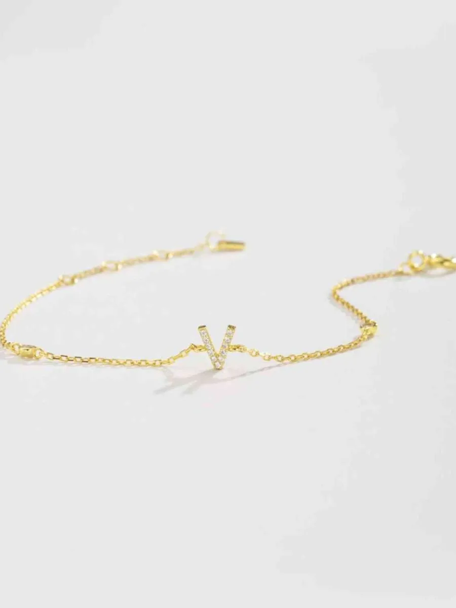 Identity Charm 925 Sterling Silver Initial Bracelet