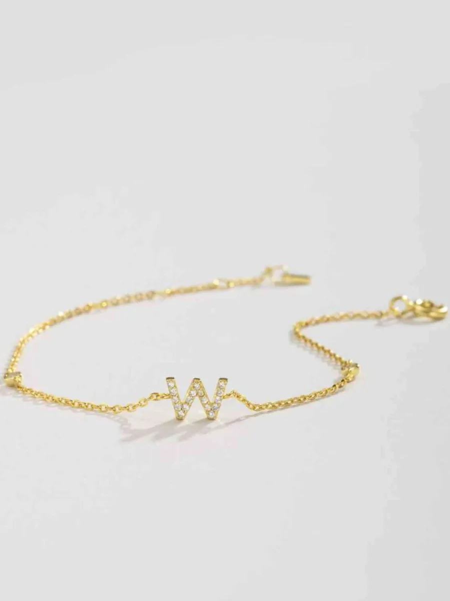 Identity Charm 925 Sterling Silver Initial Bracelet
