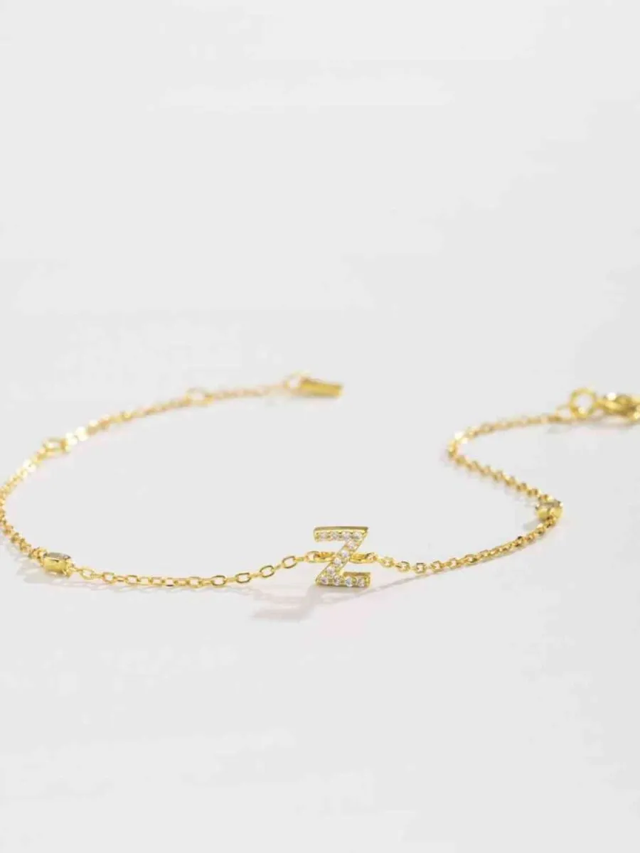 Identity Charm 925 Sterling Silver Initial Bracelet