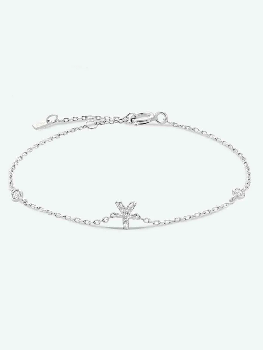 Identity Charm 925 Sterling Silver Initial Bracelet