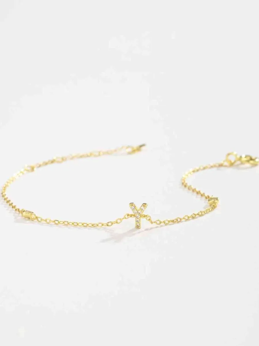 Identity Charm 925 Sterling Silver Initial Bracelet
