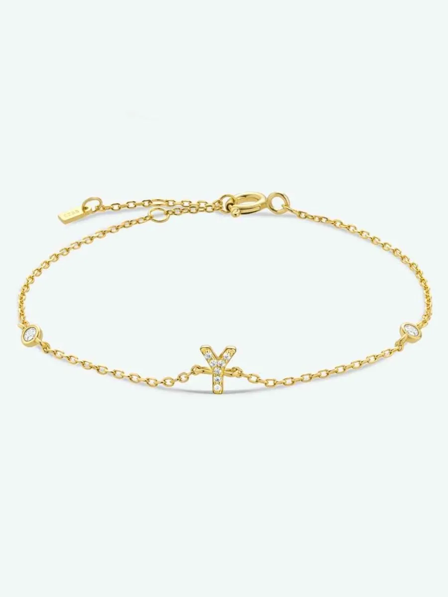 Identity Charm 925 Sterling Silver Initial Bracelet