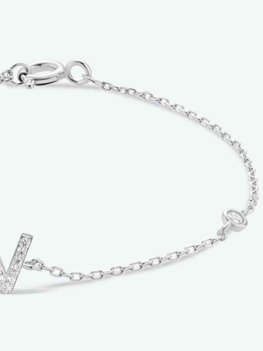 Identity Charm 925 Sterling Silver Initial Bracelet
