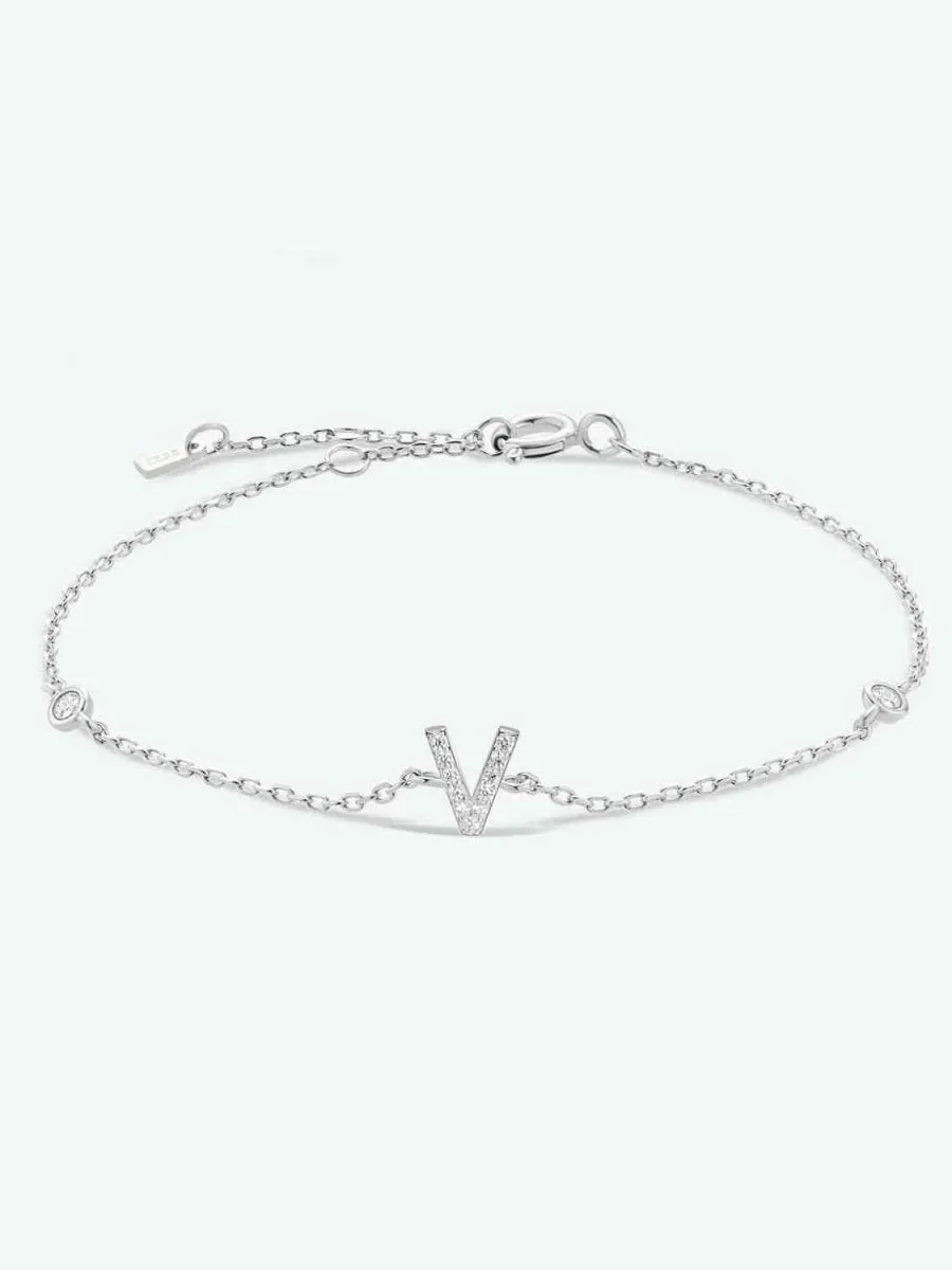 Identity Charm 925 Sterling Silver Initial Bracelet