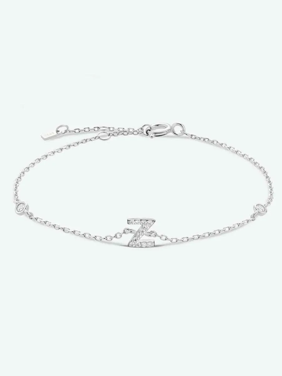 Identity Charm 925 Sterling Silver Initial Bracelet