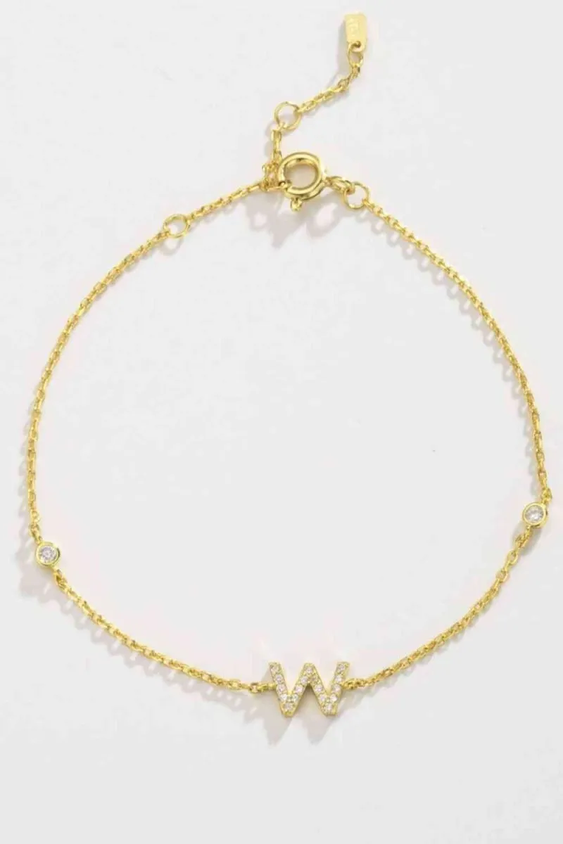 Identity Charm 925 Sterling Silver Initial Bracelet