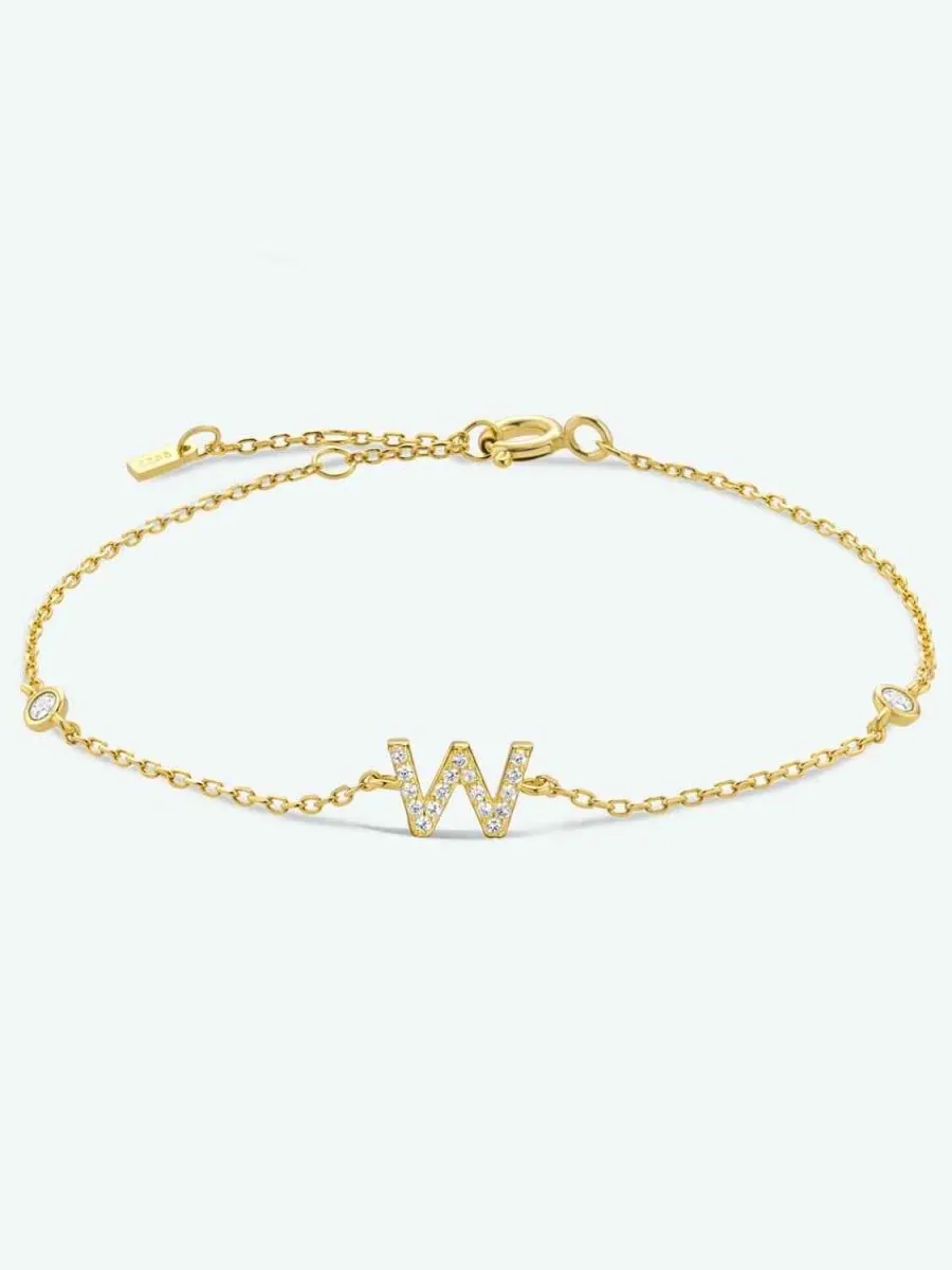 Identity Charm 925 Sterling Silver Initial Bracelet