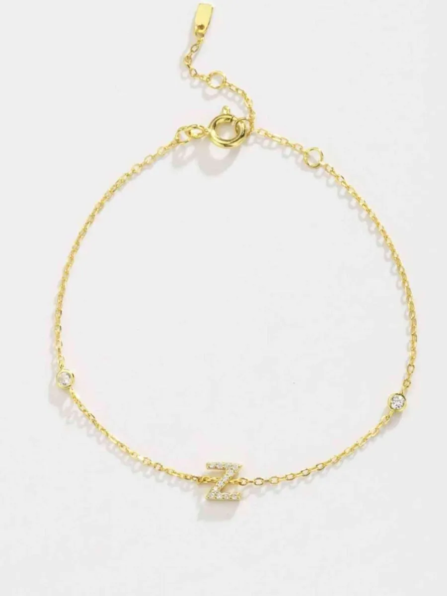 Identity Charm 925 Sterling Silver Initial Bracelet