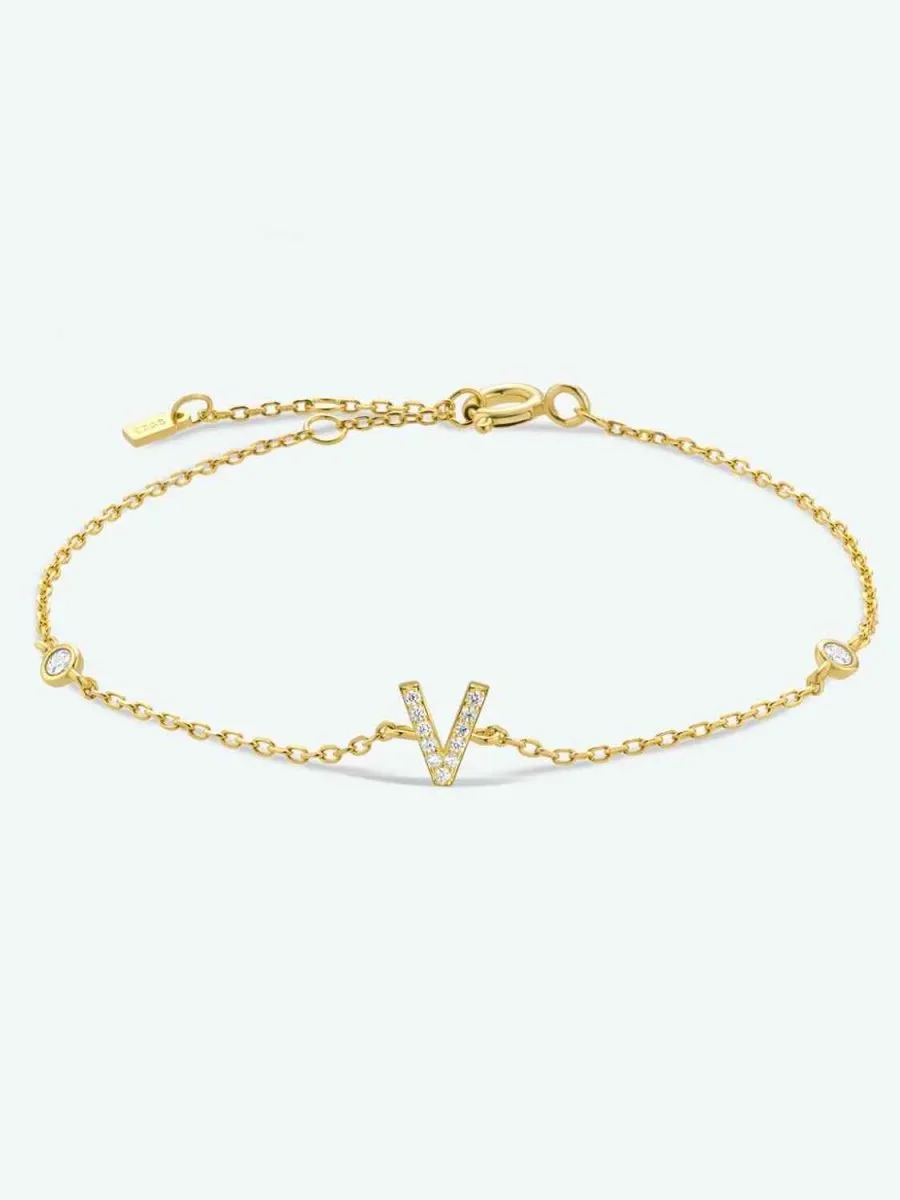 Identity Charm 925 Sterling Silver Initial Bracelet