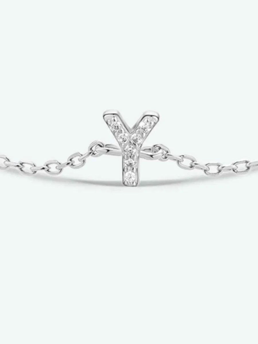 Identity Charm 925 Sterling Silver Initial Bracelet