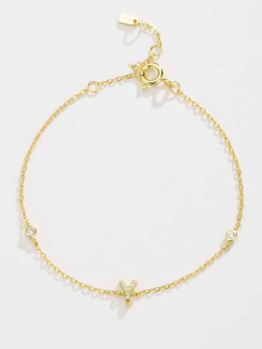 Identity Charm 925 Sterling Silver Initial Bracelet