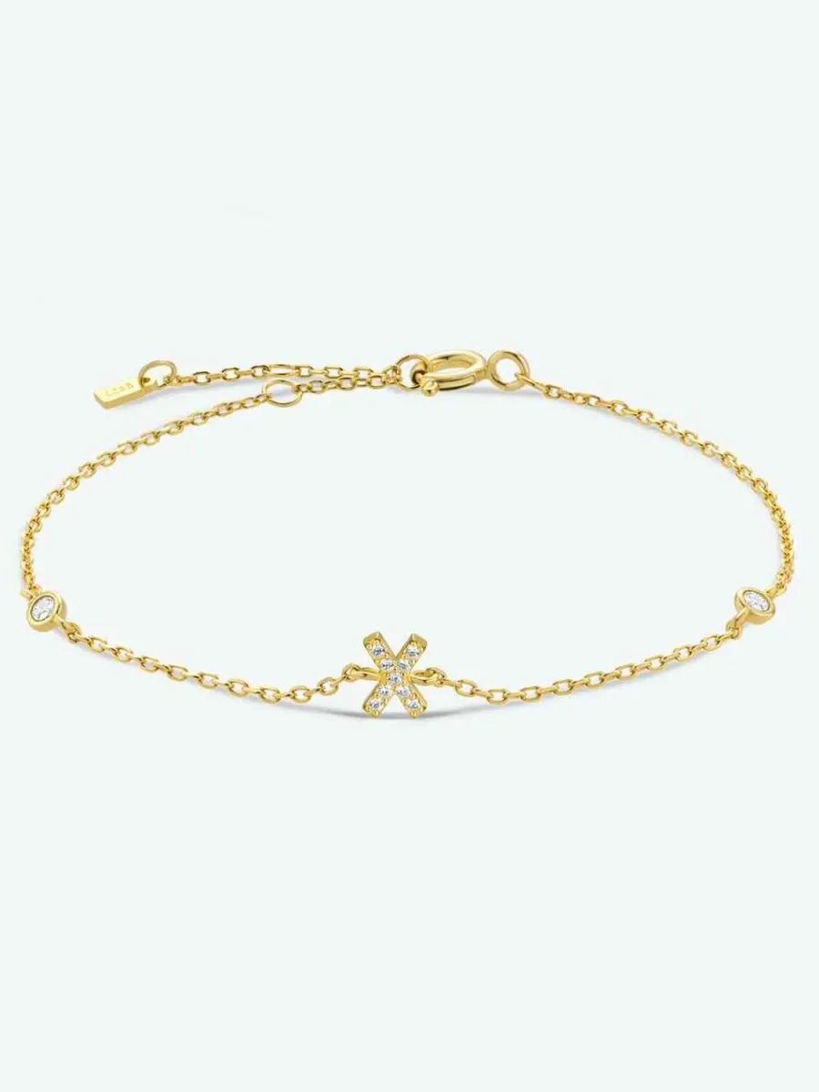 Identity Charm 925 Sterling Silver Initial Bracelet