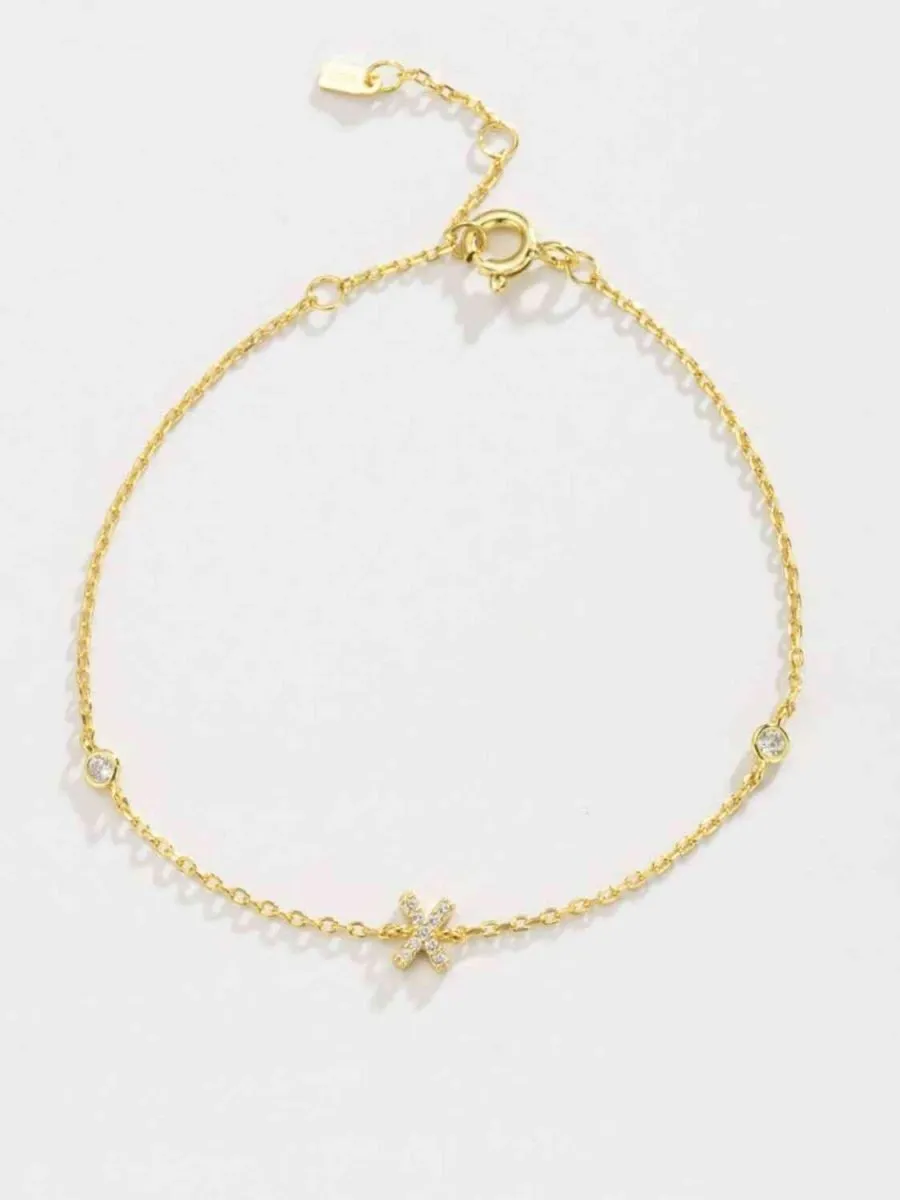 Identity Charm 925 Sterling Silver Initial Bracelet