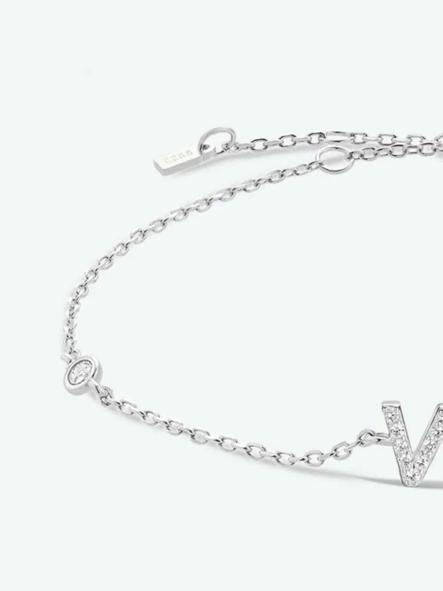 Identity Charm 925 Sterling Silver Initial Bracelet