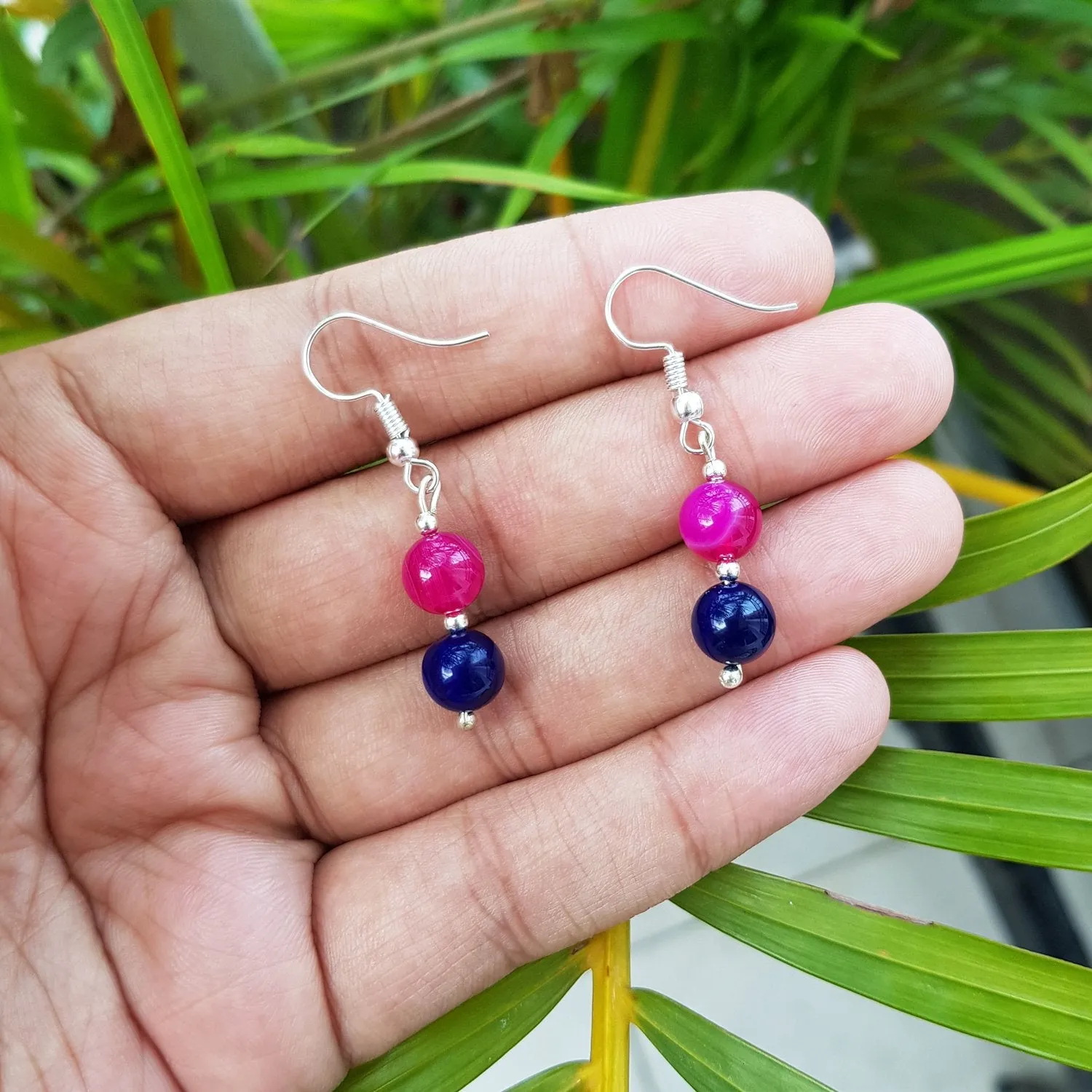 Imeora Knotted Multicolor 10mm Agate Necklace With 8mm Earrings