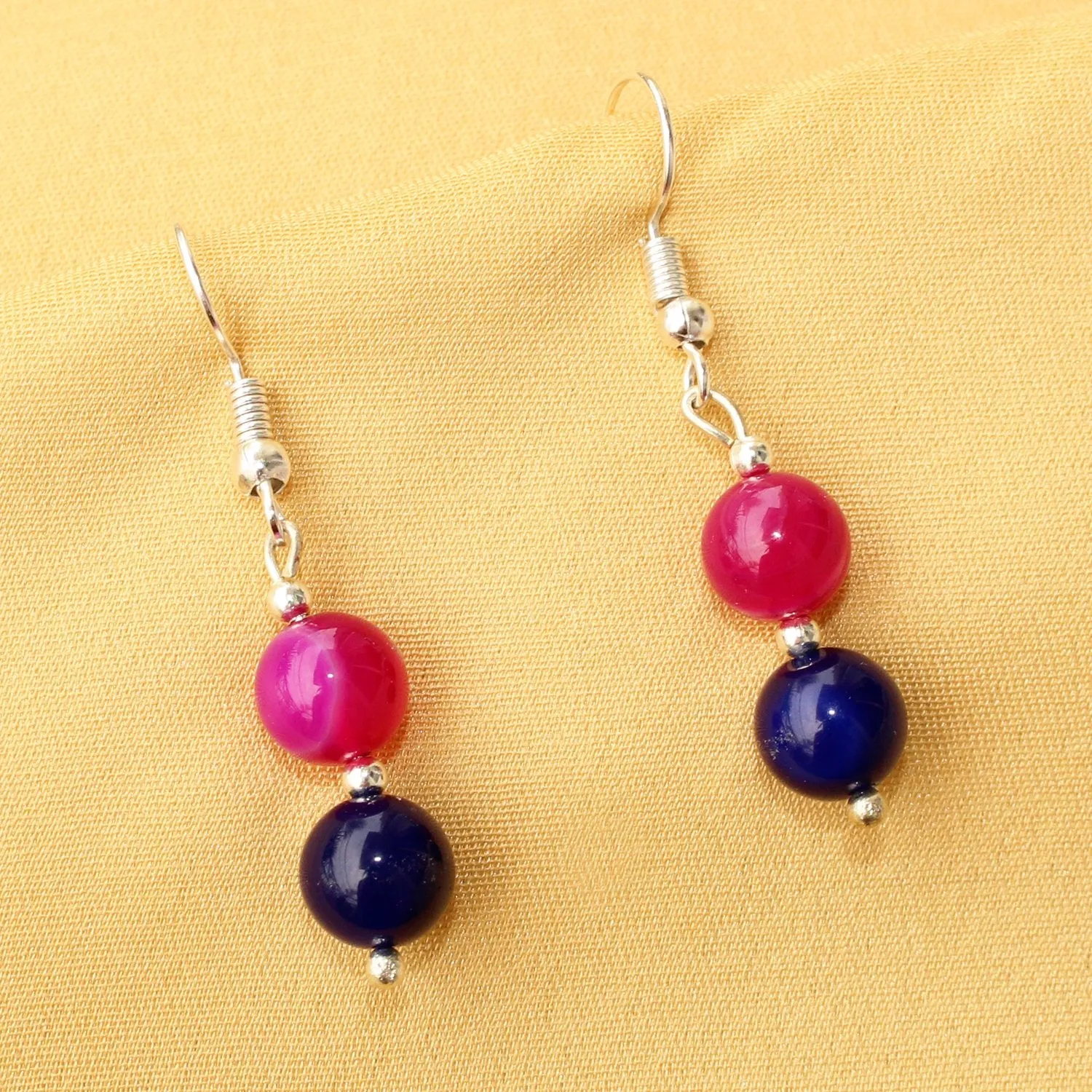 Imeora Knotted Multicolor 10mm Agate Necklace With 8mm Earrings