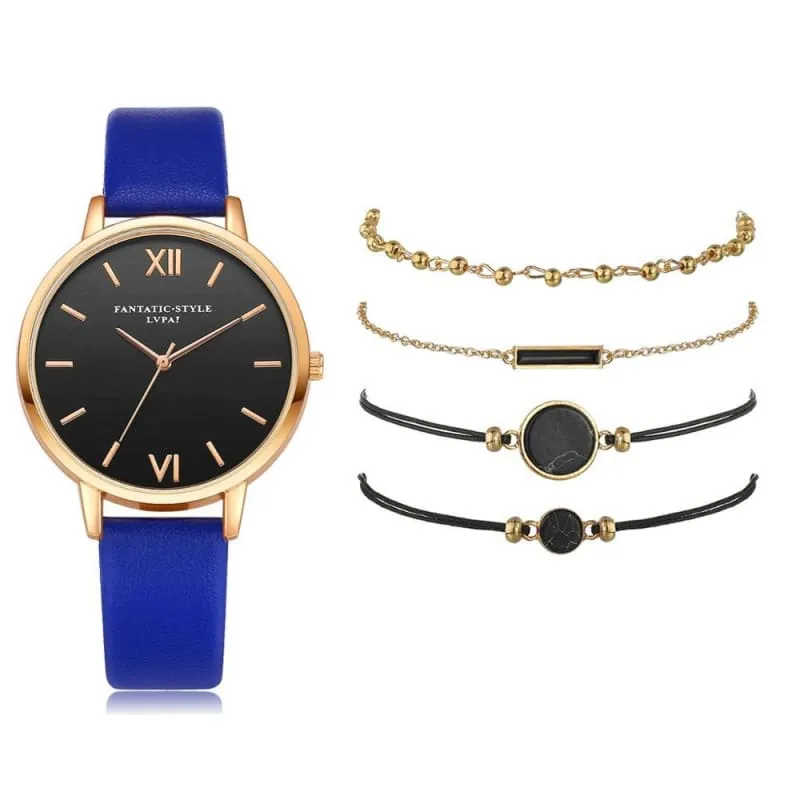 Leather Band Quartz Watch For Women