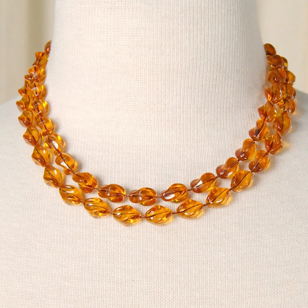 Long Amber Bead Necklace