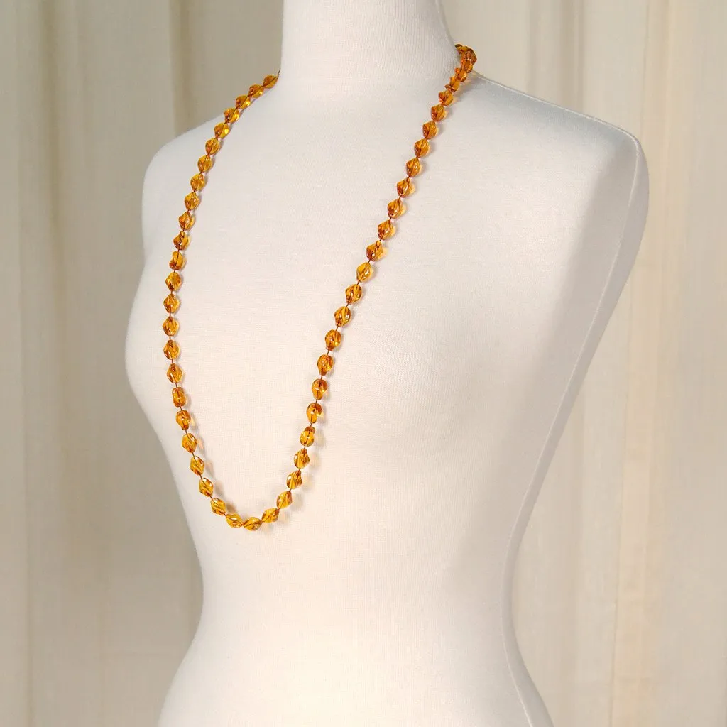 Long Amber Bead Necklace