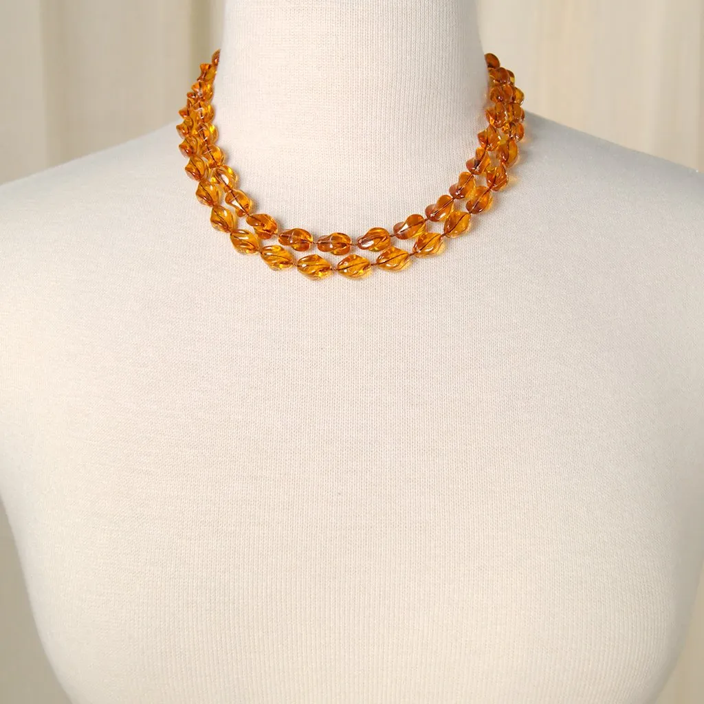 Long Amber Bead Necklace