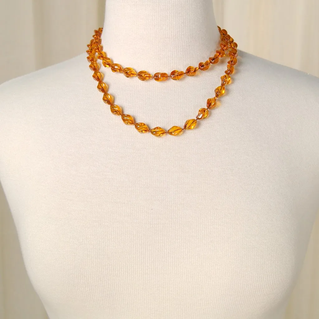 Long Amber Bead Necklace