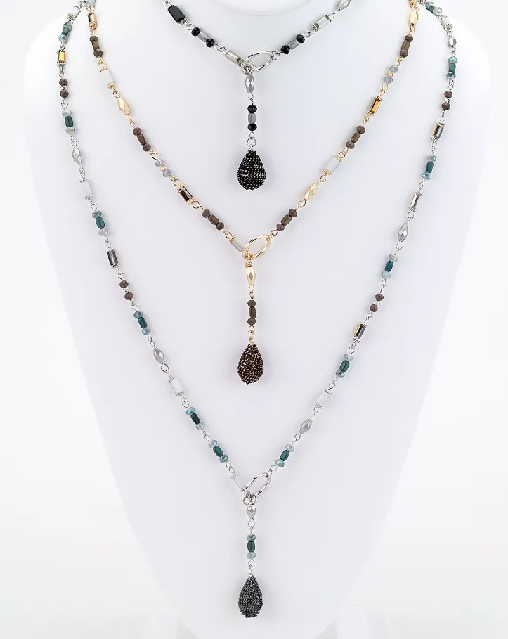Long Beaded Lariat Necklace