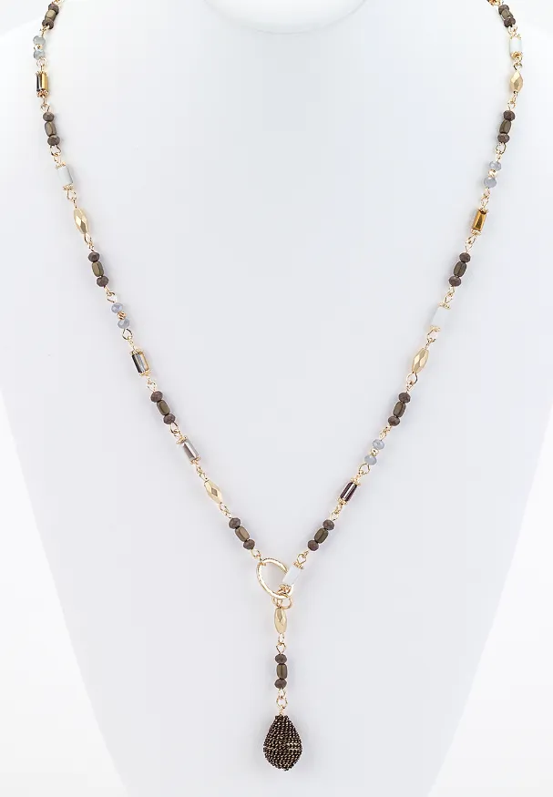 Long Beaded Lariat Necklace